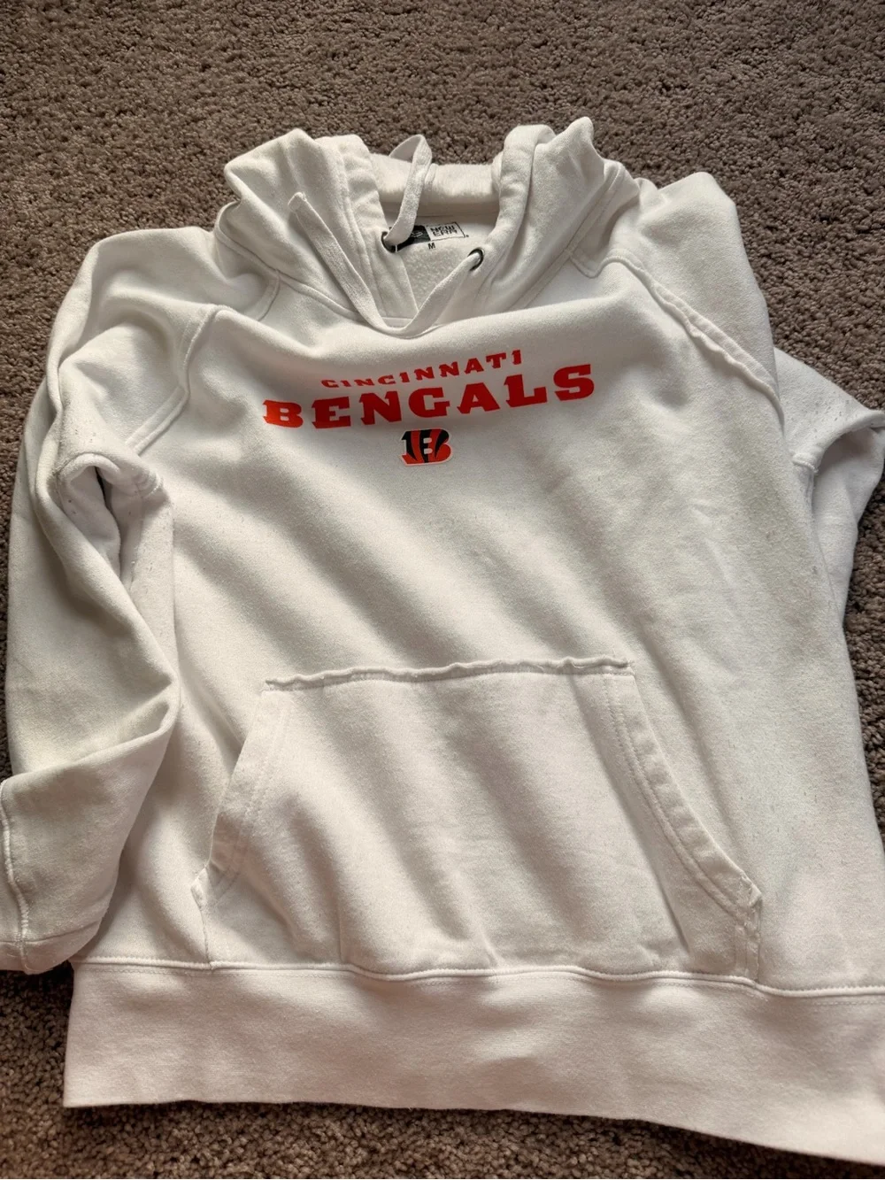 New Era White Hoodie with Orange & Black Bengals Logo